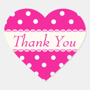 Thank You Pink Fuschia & White Polka Dot Sticker