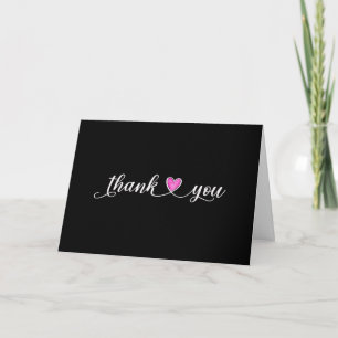 Thank You Pink Heart On Black Card