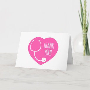 Thank You   Pink Heart Stethoscope Card