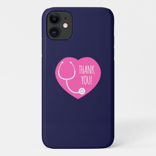 Thank You | Pink Heart Stethoscope Case-Mate iPhone Case (Back)