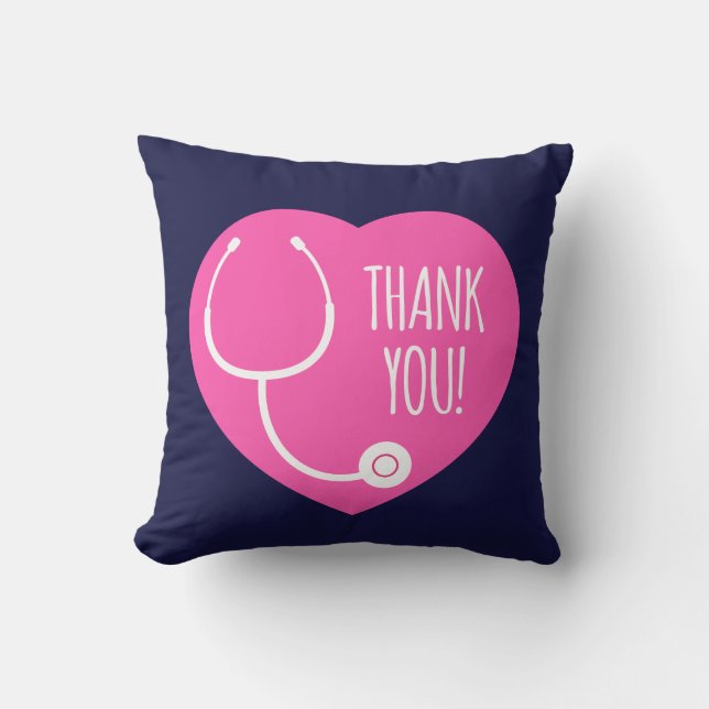 Thank You | Pink Heart Stethoscope Cushion (Front)