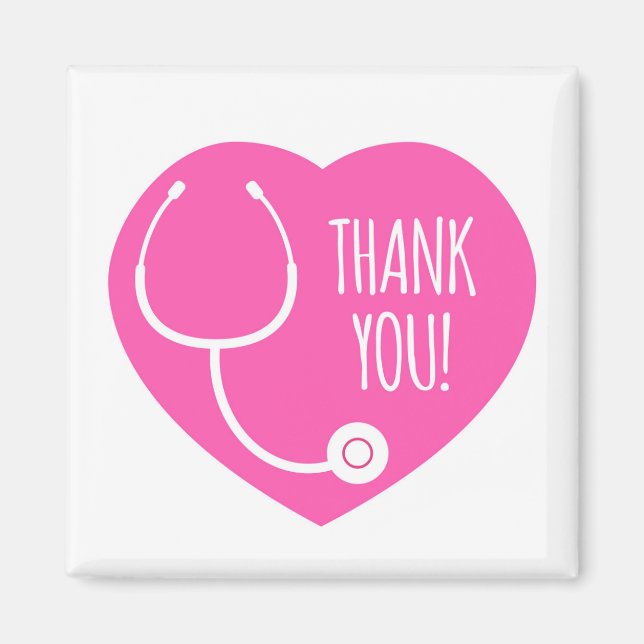 Thank You | Pink Heart Stethoscope Magnet (Front)