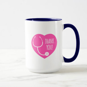 Thank You Pink Heart Stethoscope Mug