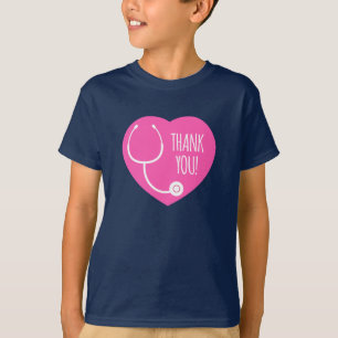 Thank You   Pink Heart Stethoscope T-Shirt