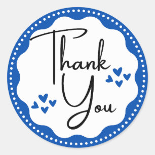 Thank You Pink Hearts Classic Round Sticker