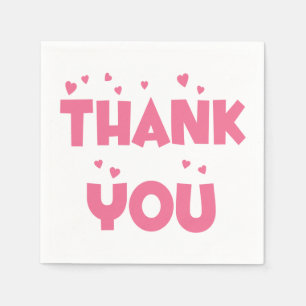 Thank You Pink Hearts Party Napkins