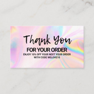 Thank you Pink Holographic instagram Discount Business Card