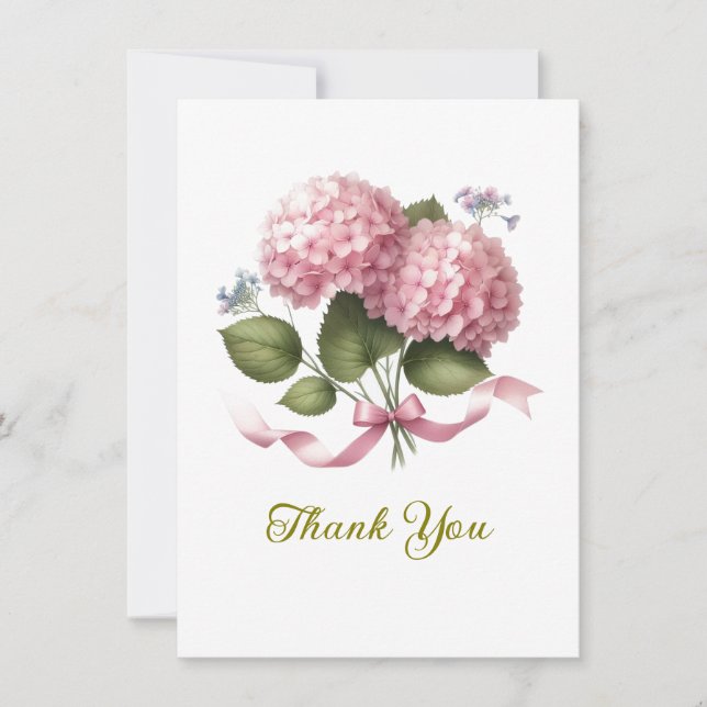 Thank You Pink Hydrangea Wedding Day  (Front)