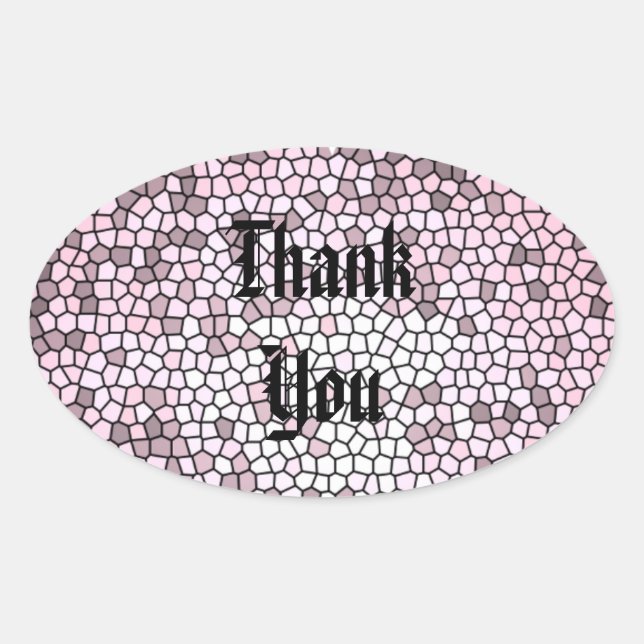 Thank You Pink Mosaic Stained Glass Appreciation Oval Sticker (Front)