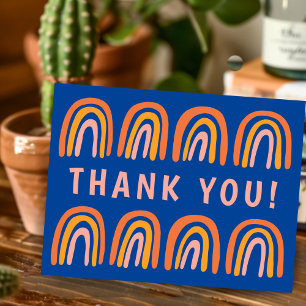 THANK YOU Pink Orange Blue Sweet Rainbow Postcard