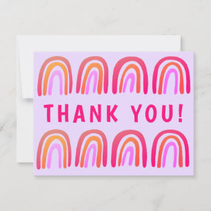 THANK YOU Pink Orange Colourful Sweet Rainbow Card