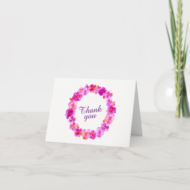 Thank you pink pansy wreath art card (Front)