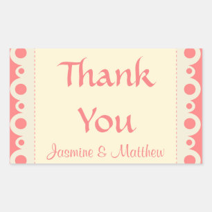 Thank You Pink Personalised Dot Wedding Sticker