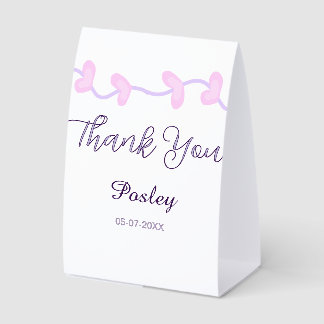 thank you pink purple pastel wedding name date lea