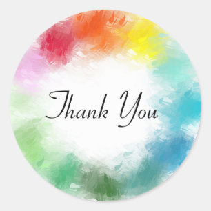 Thank You Pink Red Orange Yellow Green Blue Purple Classic Round Sticker