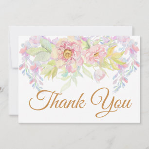 Thank You Pink Rose Floral Card