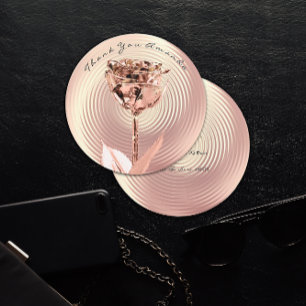 Thank You Pink Rose Gold Flower Luxury Elegant Card