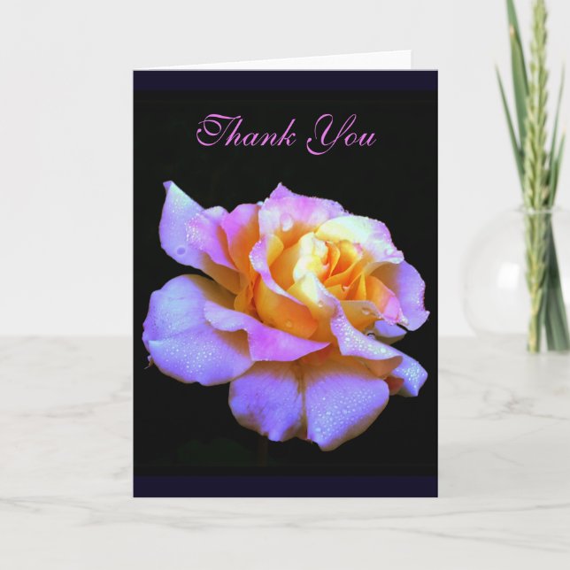 Thank You Pink Rose Greeting Card (Front)