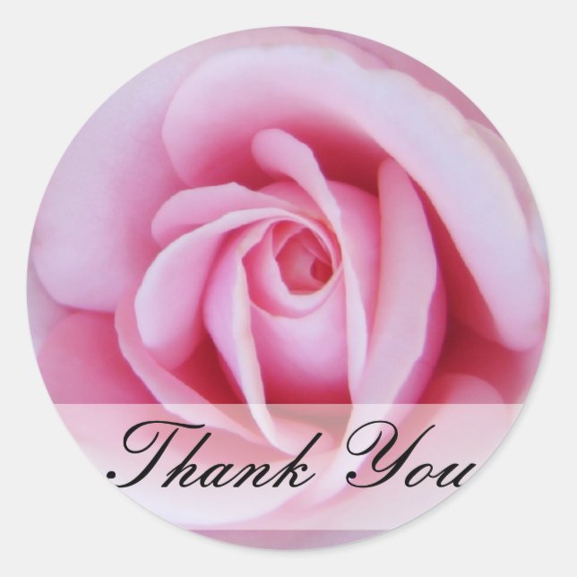 Thank You Pink Rose Sticker (Front)