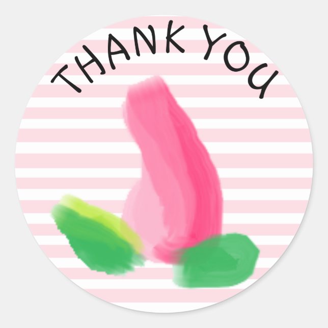 Thank you Pink Rosebud Stickers (Front)