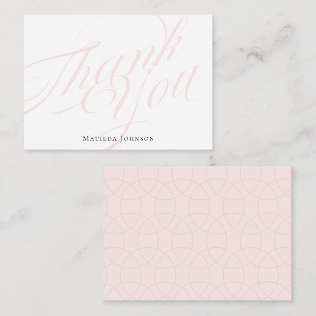 Thank You Pink Script Calligraphy Simple Classy  Card (Front/Back)
