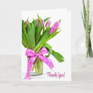 Thank You Pink Tulip Bouquet Card