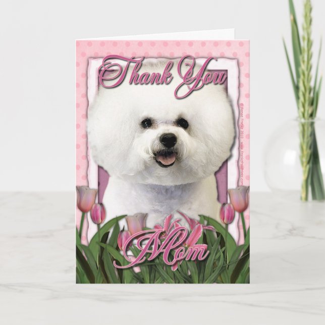 Thank You - Pink Tulips - Bichon Frise (Front)
