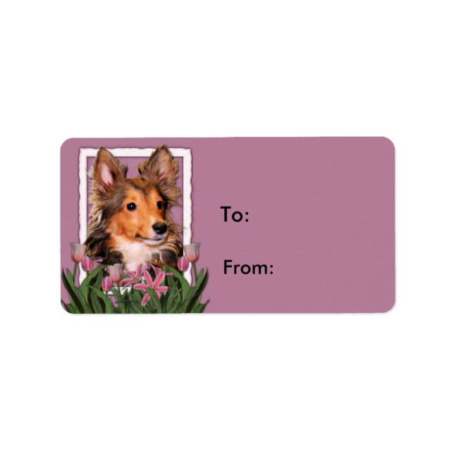 Thank You - Pink Tulips - Sheltie Puppy - Cooper Label (Front)