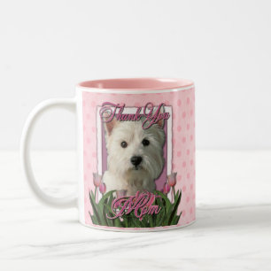 Thank You - Pink Tulips - West Highland Terrier Two-Tone Coffee Mug