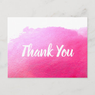 Thank You pink watercolor art quote Postcard