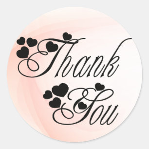 Thank You Pink Watercolor Ombre Hearts Wedding Classic Round Sticker