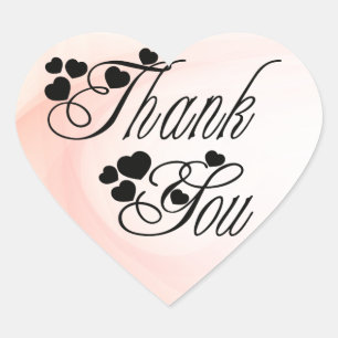 Thank You Pink Watercolor Ombre Hearts Wedding Heart Sticker