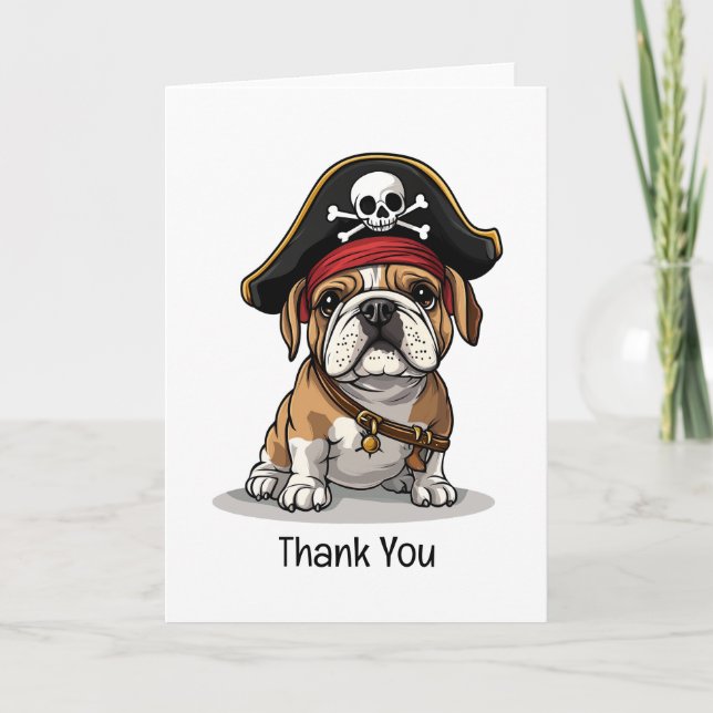 Thank You Pirate English Bulldog Skull Card (Front)
