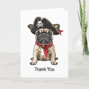 Thank You Pirate French Bulldog Skull Crossbones Card