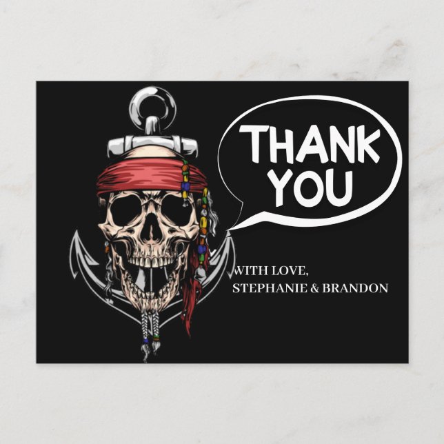 Thank You Pirate theme Party Adult Nautical Postcard (Front)