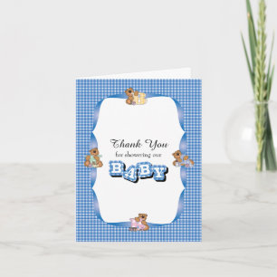Thank You Plaid with Baby Bears   Baby Boy Shower