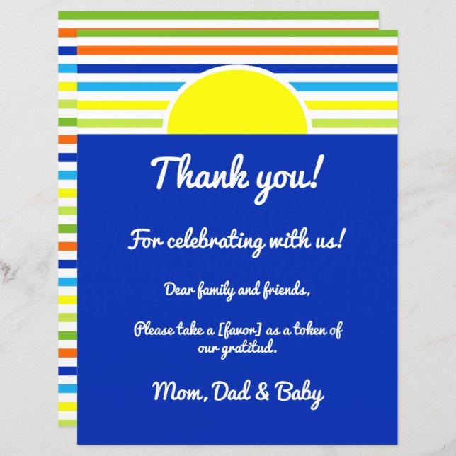 Thank You Please Take Favour Summer Stripes Shower (Front/Back)