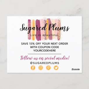 Thank You Plum Purple & Gold Paint Strokes Coupon Postcard