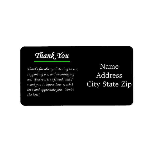 *THANK YOU* POEM ADDRESS LABEL (Front)
