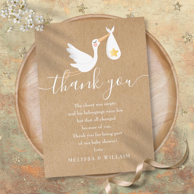Thank You Poem Baby Boy Shower Stork Rustic (Thank You Poem Baby Boy Shower Stork Rustic)