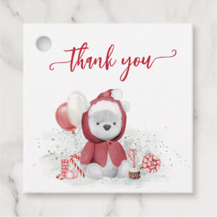 Thank you Polar Bear Santa Christmas Baby Shower Favour Tags