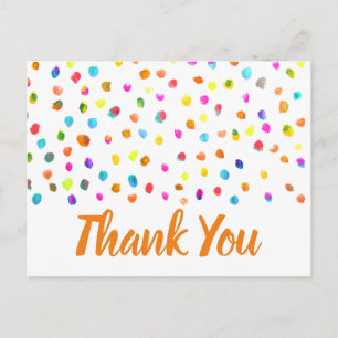 Thank You polka dot boho watercolor art quote Postcard