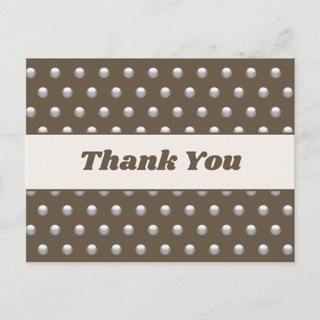Thank You Polka Dot Silver Dark Brown Appreciation Postcard (Front)