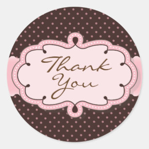 Thank You/Polka Dots Classic Round Sticker