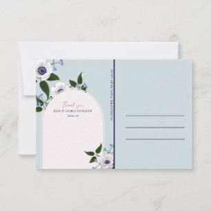 Thank You Post Card: Anemone & blue delphinium Card