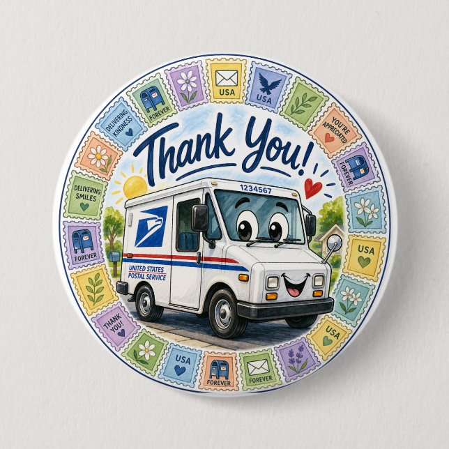 Thank you Postal Workers  7.5 Cm Round Badge (Front)