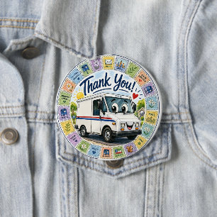 Thank you postal workers appreciation 10 cm round badge