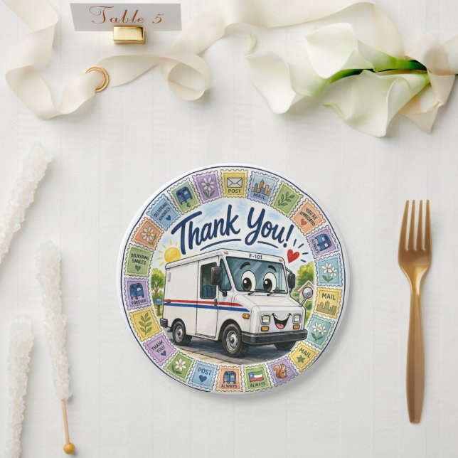 Thank you postal workers appreciation  paper plate (Wedding)