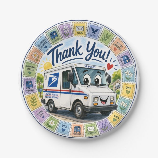 Thank you Postal Workers  Paper Plate (Front)