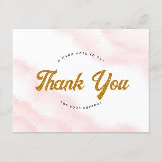 Thank You Postcard Gold Text Watercolor Style